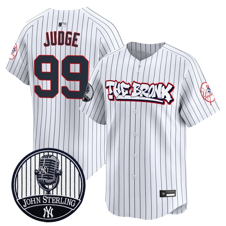 Men's New York Yankees The Bronx Graffiti Vapor Premier Limited Jersey PINSTRIPE #99 AARON JUDGE