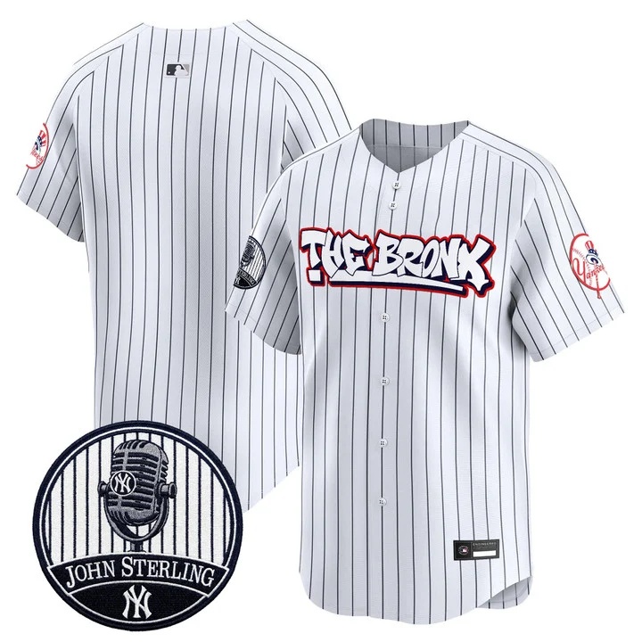 Men's New York Yankees The Bronx Graffiti Vapor Premier Limited Jersey PINSTRIPE BLANK