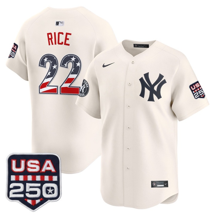 Men's New York Yankees USA 250 Fourth of July Vapor Premier Limited Jersey CREAM #22 BEN RICE