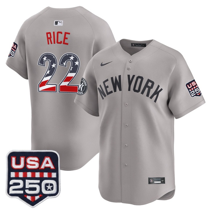 Men's New York Yankees USA 250 Fourth of July Vapor Premier Limited Jersey GRAY #22 BEN RICE