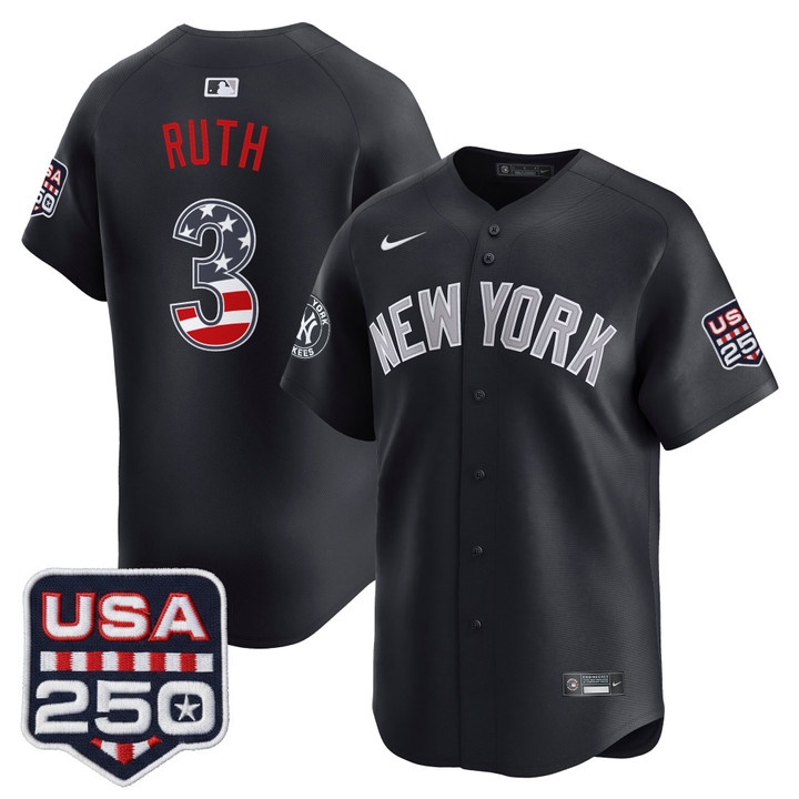Men's New York Yankees USA 250 Fourth of July Vapor Premier Limited Jersey NAVY #3 BABE RUTH