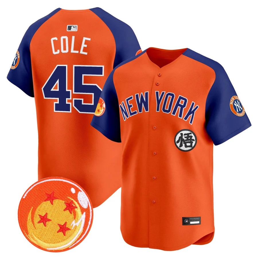Men's New York Yankees x Dragon Ball Vapor Premier Limited Jersey alternate #45 Gerrit Cole