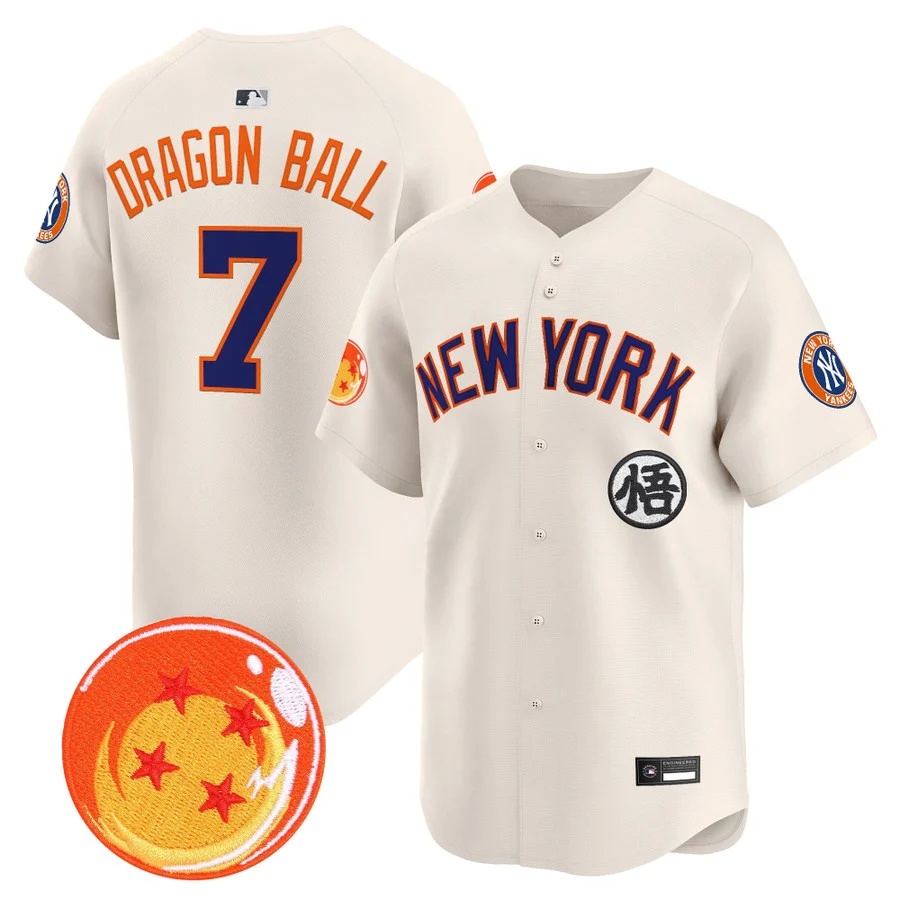 Men's New York Yankees x Dragon Ball Vapor Premier Limited Jersey cream #7 Dragon Ball