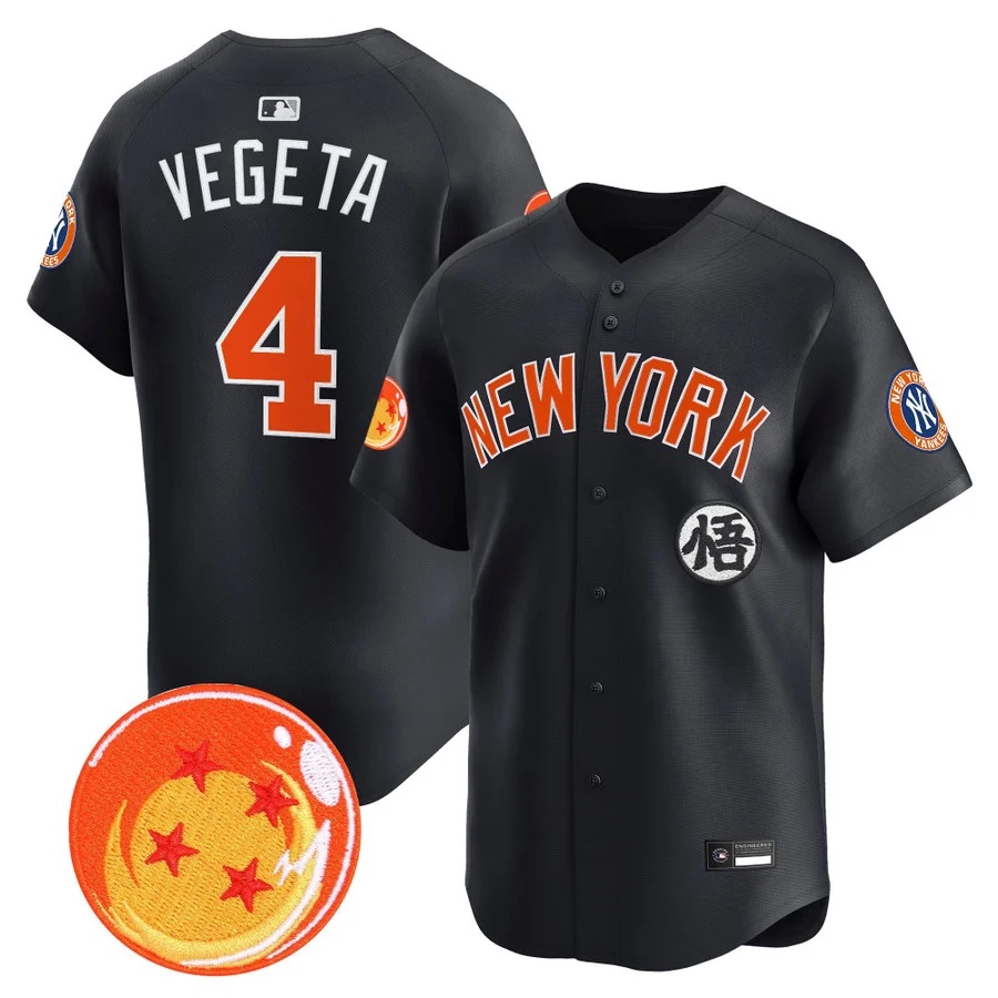Men's New York Yankees x Dragon Ball Vapor Premier Limited Jersey navy #4 Vegeta
