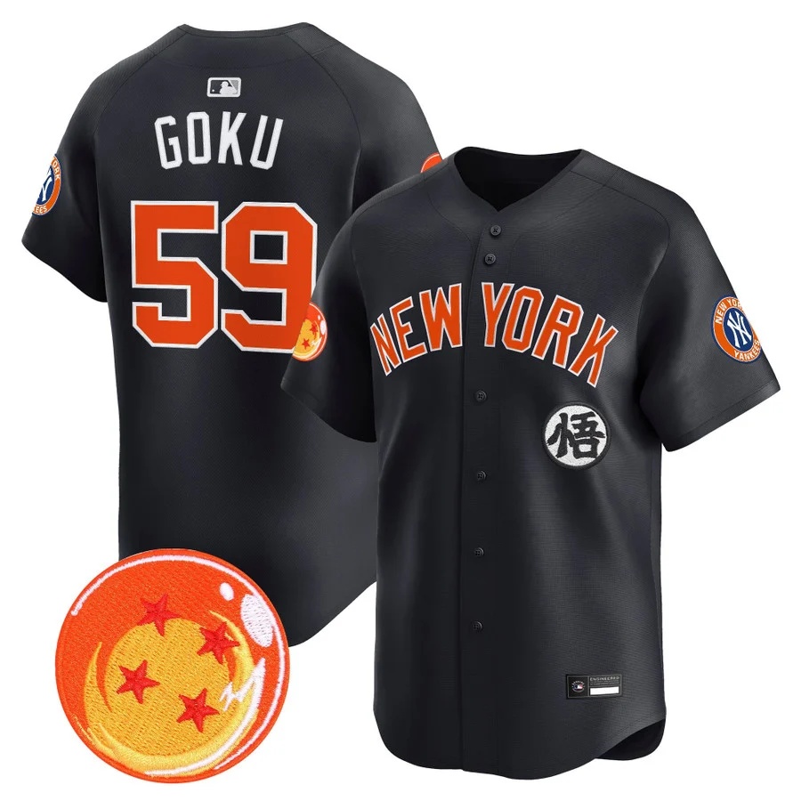 Men's New York Yankees x Dragon Ball Vapor Premier Limited Jersey navy #59 Son Goku