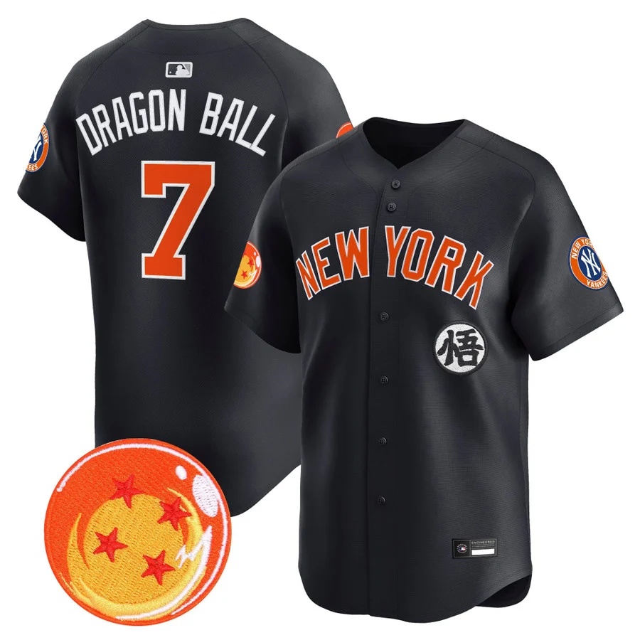 Men's New York Yankees x Dragon Ball Vapor Premier Limited Jersey navy #7 Dragon Ball