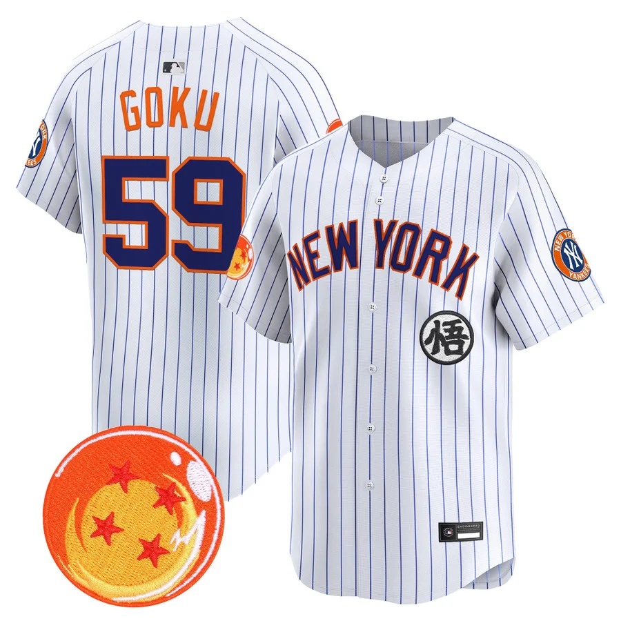 Men's New York Yankees x Dragon Ball Vapor Premier Limited Jersey white #59 Son Goku
