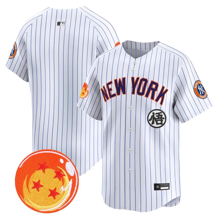 Men's New York Yankees x Dragon Ball Vapor Premier Limited Jersey white blank