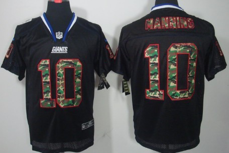 Men's Nik Elite Jersey New York Giants #10 Eli Manning Black With Camo