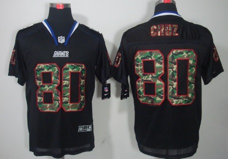 Men's Nik Elite Jersey New York Giants #80 Victor Cruz Black With Camo