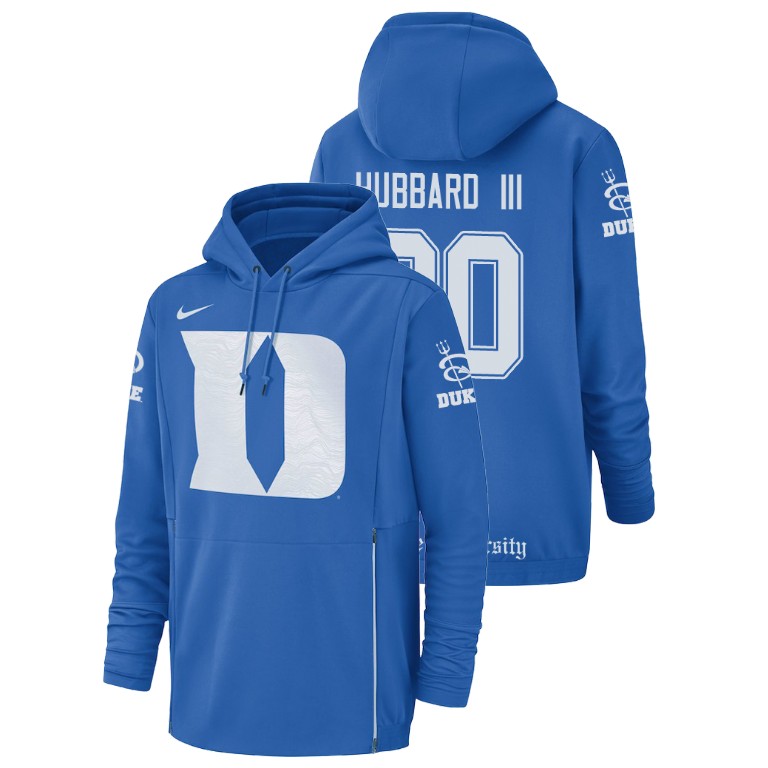 Men's Nike #20 Marvin Hubbard III Duke Blue Devils Football Performance Royal Champ Drive Hoodie