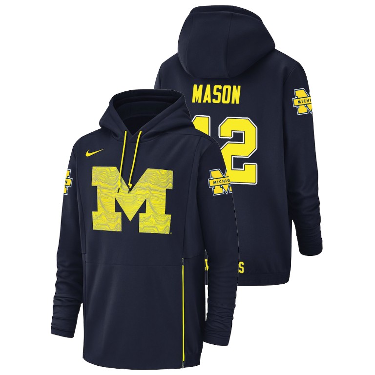 Men's Nike #42 Ben Mason Michigan Wolverines Football Performance Navy Champ Drive Hoodie