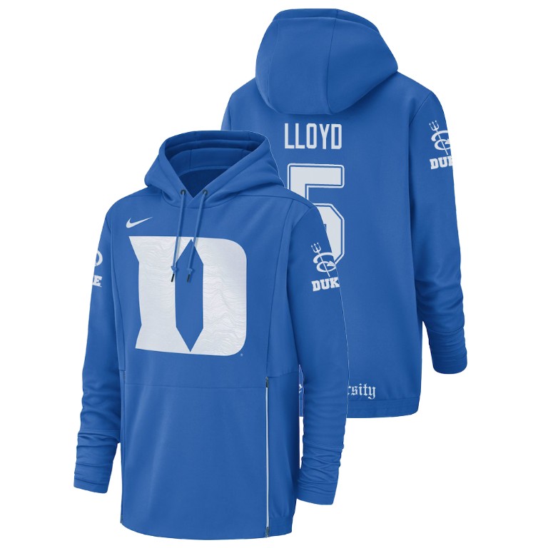 Men's Nike #5 Johnathan Lloyd Duke Blue Devils Football Performance Royal Champ Drive Hoodie
