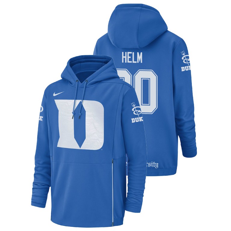 Men's Nike #80 Daniel Helm Duke Blue Devils Football Performance Royal Champ Drive Hoodie