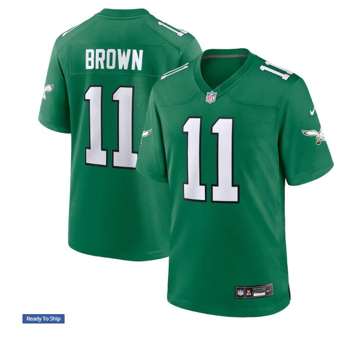 Men's Nike A.J. Brown Kelly Green Philadelphia Eagles Alternate Game Player Jersey