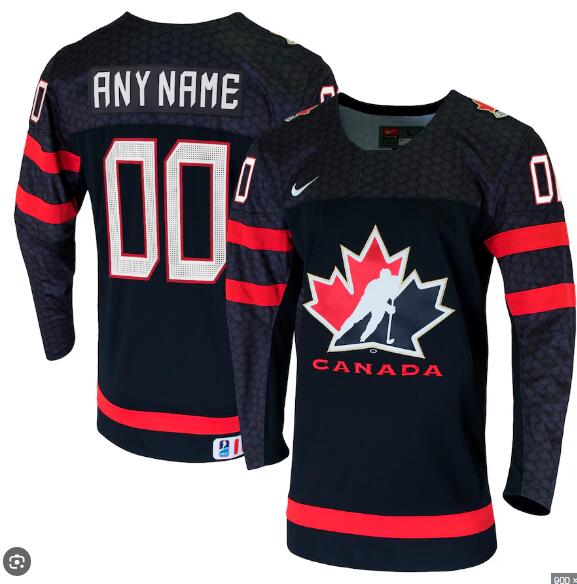 Men's Nike Black Hockey Canada - Custom Replica Jersey