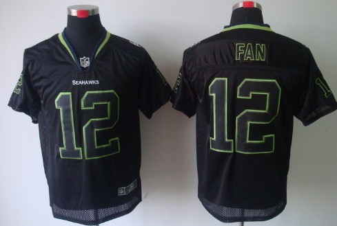 Men's Nike Elite Jersey Seattle Seahawks #12 Fan Lights Out Black