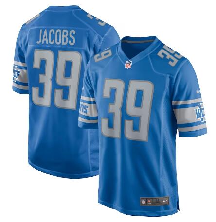 Men's Nike Jerry Jacobs Blue Detroit Lions Game Jersey