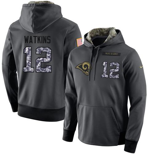 Men's Nike Los Angeles Rams #12 Sammy Watkins Stitched Black Anthracite Salute to Service Player Performance Hoodie