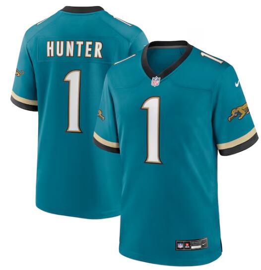 Men's Nike Travis Hunter Teal Jacksonville Jaguars 2025 NFL Draft First Round Pick Alternate Game Jersey