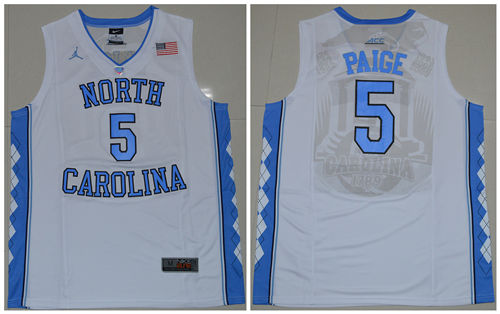 Men's North Carolina Tar Heels #5 Marcus Paige 2016 ACC White College Baseketball Jersey