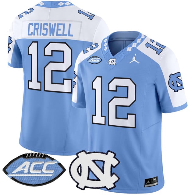 Men's North Carolina Tar Heels 2025 Vapor Limited Jersey #12 Jacolby Criswell