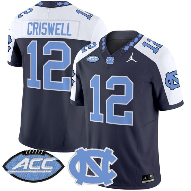 Men's North Carolina Tar Heels 2025 Vapor Limited Jersey alternate #12 Jacolby Criswell