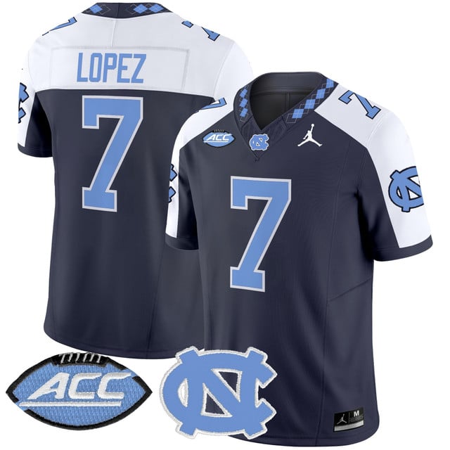 Men's North Carolina Tar Heels 2025 Vapor Limited Jersey alternate #7 Gio Lopez