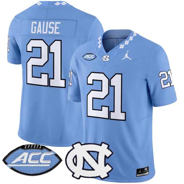 Men's North Carolina Tar Heels 2025 Vapor Limited Jersey blue #21 Davion Gause