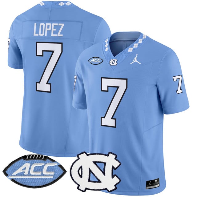 Men's North Carolina Tar Heels 2025 Vapor Limited Jersey blue #7 Gio Lopez