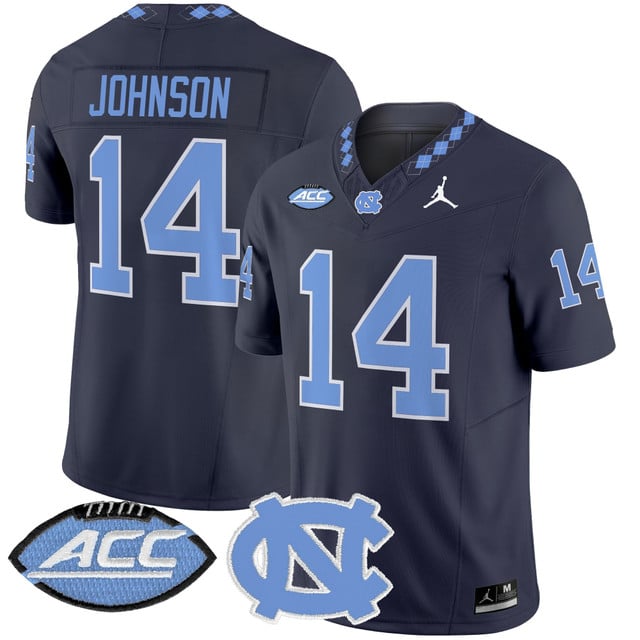 Men's North Carolina Tar Heels 2025 Vapor Limited Jersey navy #14 Max Johnson