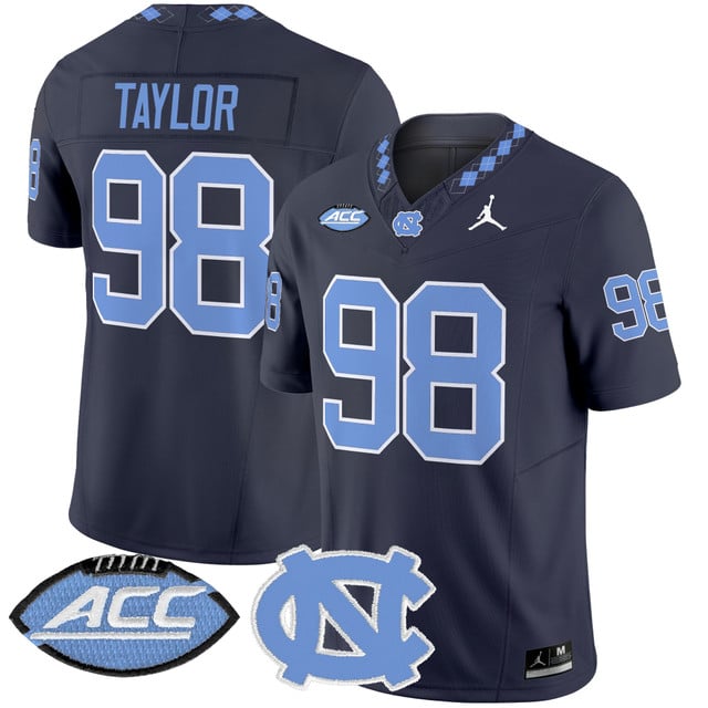 Men's North Carolina Tar Heels 2025 Vapor Limited Jersey navy #98 Lawrence Taylor