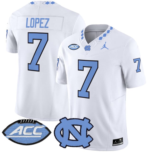 Men's North Carolina Tar Heels 2025 Vapor Limited Jersey white #7 Gio Lopez