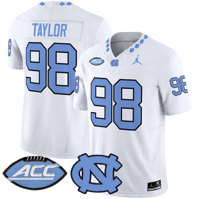 Men's North Carolina Tar Heels 2025 Vapor Limited Jersey white #98 Lawrence Taylor