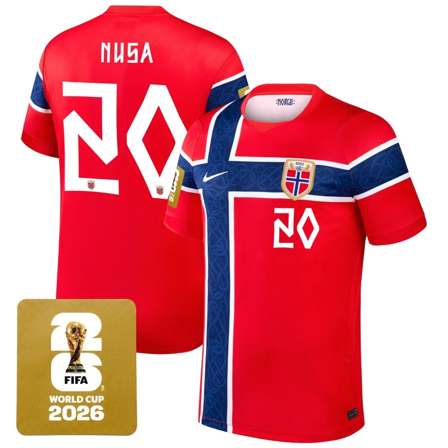 Men's Norway 2026 World Cup National Team Jersey RED #20 ANTONIO NUSA