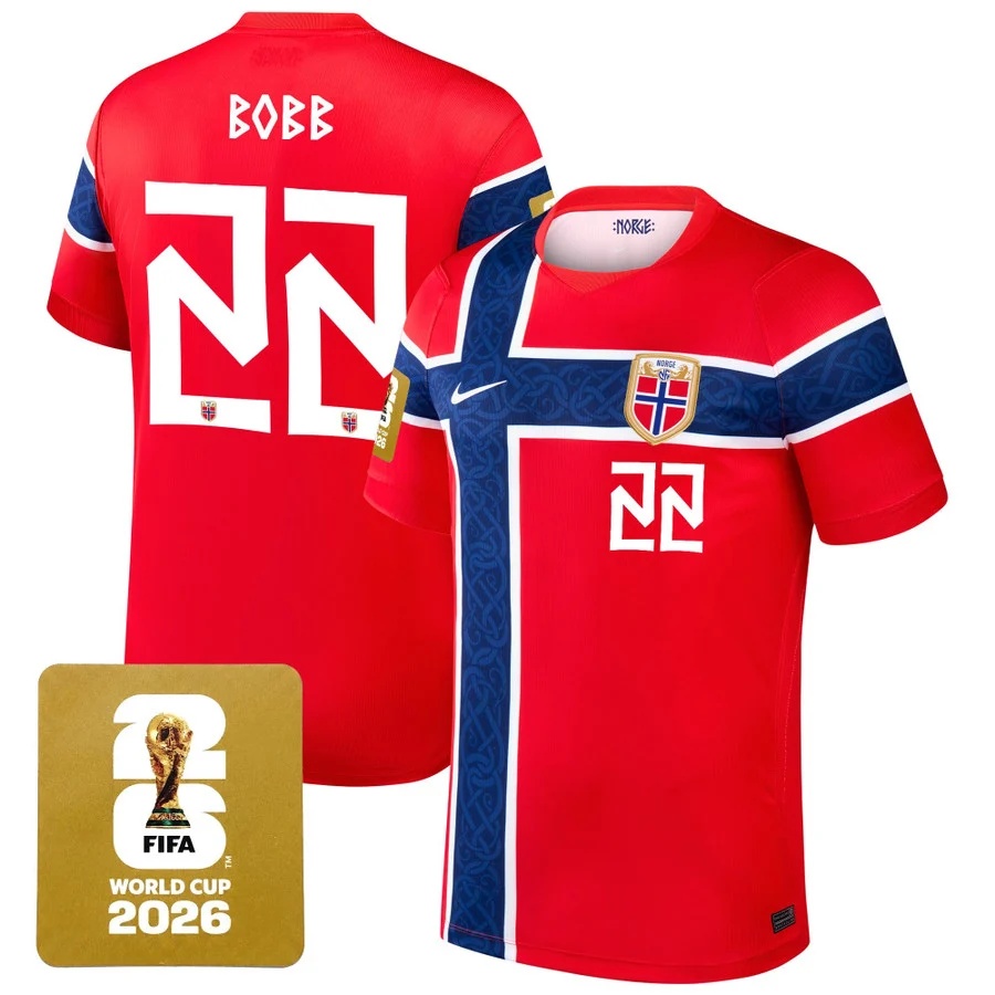 Men's Norway 2026 World Cup National Team Jersey RED #22 OSCAR BOBB