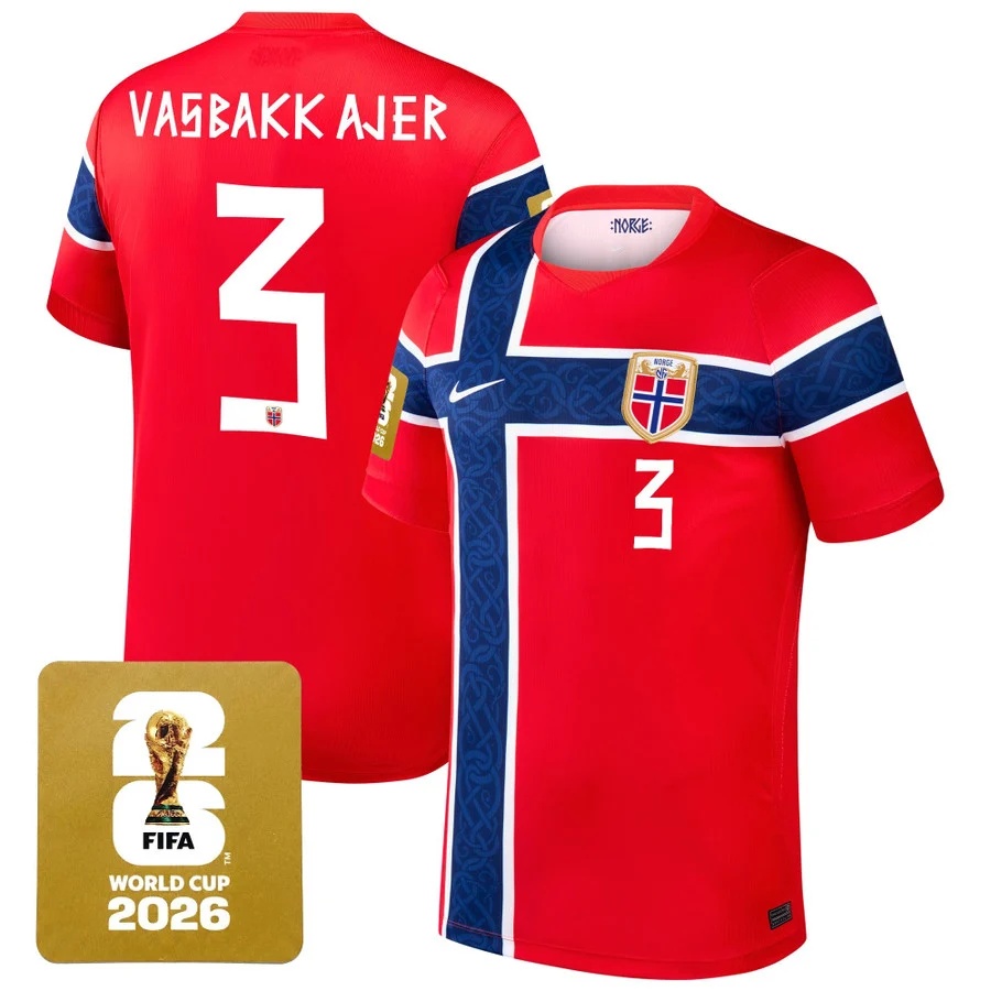 Men's Norway 2026 World Cup National Team Jersey RED #3 KRISTOFFER AJER