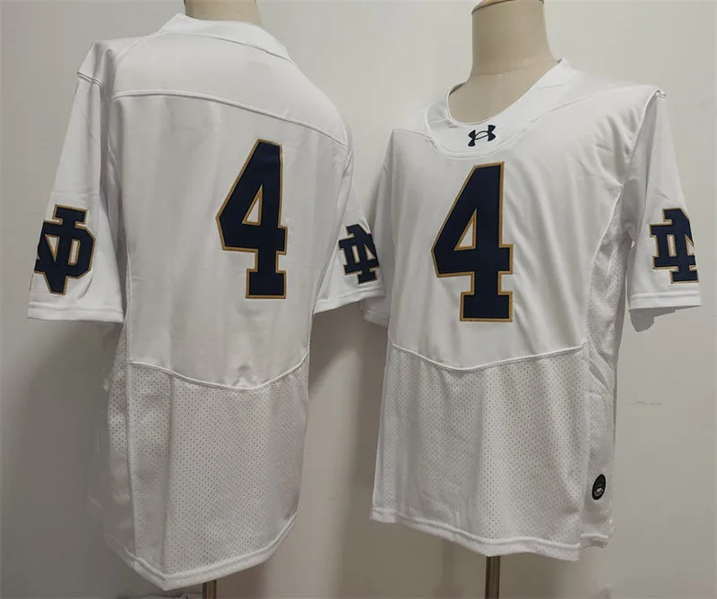 Men's Notre Dame Fighting Irish #4 Jeremiyah Love 2025 White College Football Game Jersey 
