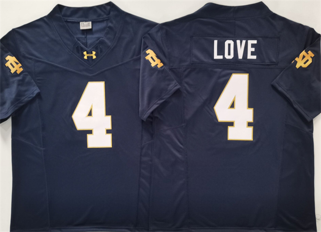 Men's Notre Dame Fighting Irish #4 Jeremiyah Love Navy 2024 F.U.S.E. Limited Stitched Jersey