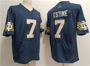 Men's Notre Dame Fighting Irish #7 Audric Estim?? Navy With Name Limited Stitched Jersey