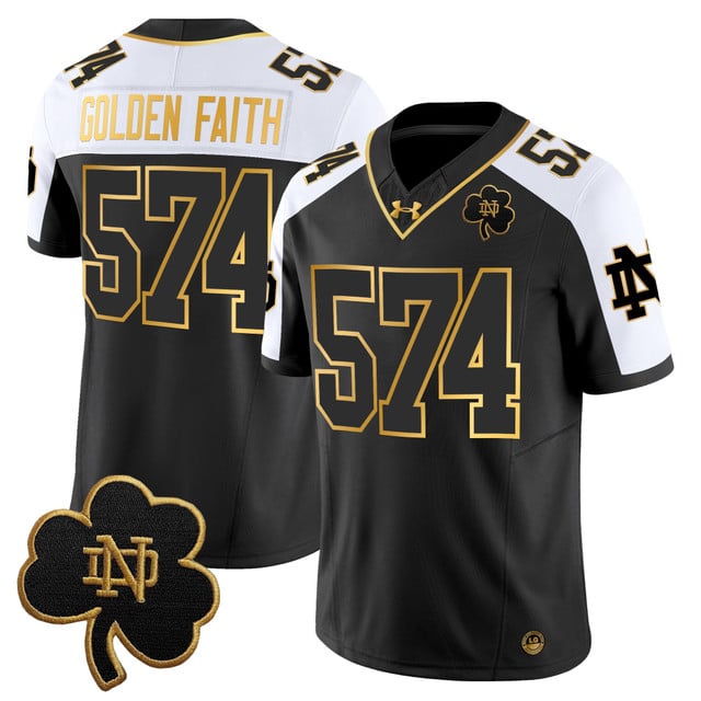 Men's Notre Dame Fighting Irish 2025 Gold Vapor Limited Jersey #574 Golden Faith