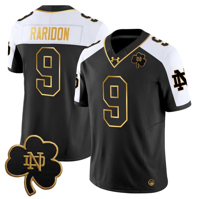 Men's Notre Dame Fighting Irish 2025 Gold Vapor Limited Jersey #9 Eli Raridon