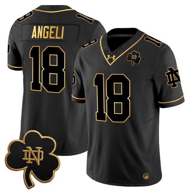 Men's Notre Dame Fighting Irish 2025 Gold Vapor Limited Jersey black gold #18 Steve Angeli
