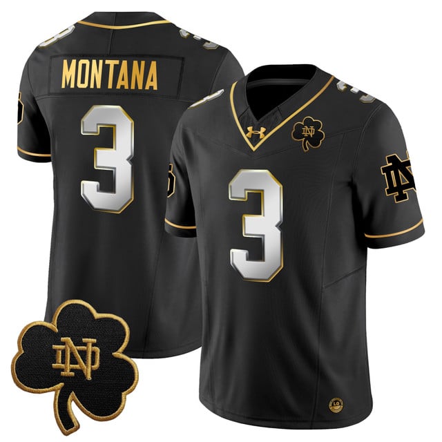 Men's Notre Dame Fighting Irish 2025 Gold Vapor Limited Jersey black limited #3 Joe Montana