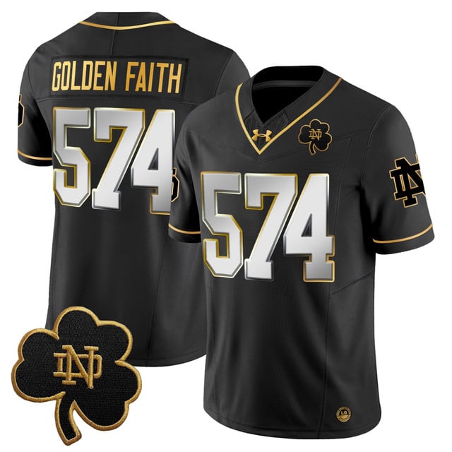 Men's Notre Dame Fighting Irish 2025 Gold Vapor Limited Jersey black limited #574 Golden Faith