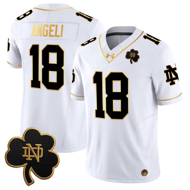 Men's Notre Dame Fighting Irish 2025 Gold Vapor Limited Jersey white gold #18 Steve Angeli