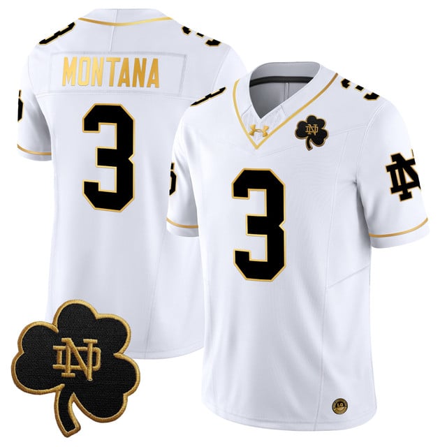 Men's Notre Dame Fighting Irish 2025 Gold Vapor Limited Jersey white gold #3 Joe Montana