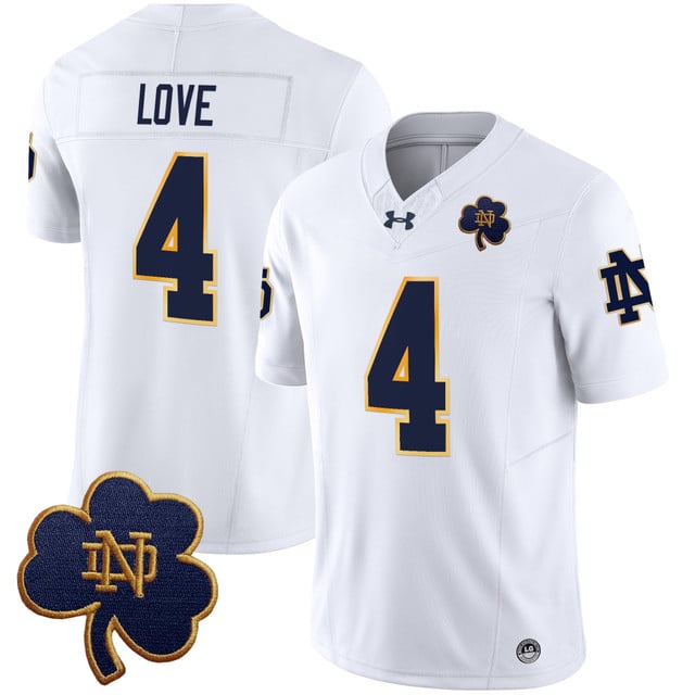 Men's Notre Dame Fighting Irish 2025 Vapor Limited Jersey V3 #4 Jeremiyah Love