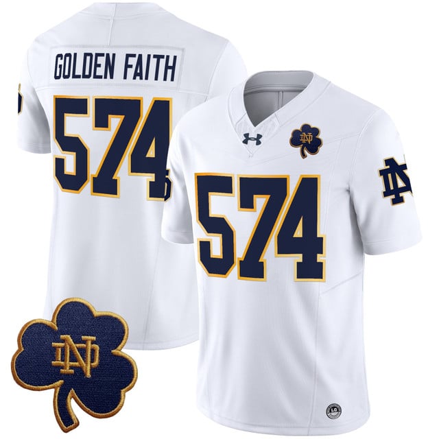 Men's Notre Dame Fighting Irish 2025 Vapor Limited Jersey V3 #574 Golden faith