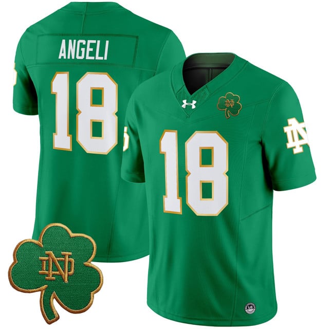Men's Notre Dame Fighting Irish 2025 Vapor Limited Jersey V3 green #18 Steve Angeli